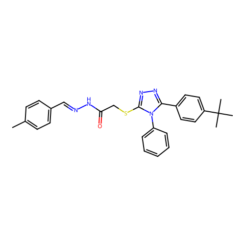 2-{[5-(4-tert-butylphenyl)-4-phenyl-4H-1,2,4-triazol-3-yl]sulfanyl}-N'-[(E)-(4-methylphenyl)methylidene]acetohydrazide structure