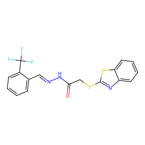 2-(1,3-benzothiazol-2-ylsulfanyl)-N'-{(E)-[2-(trifluoromethyl)phenyl]methylidene}acetohydrazide structure