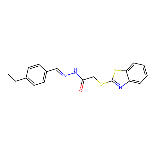 2-(1,3-benzothiazol-2-ylsulfanyl)-N'-[(E)-(4-ethylphenyl)methylidene]acetohydrazide structure