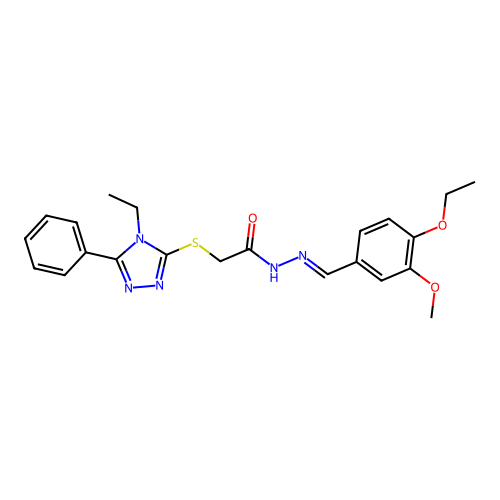 N'-[(E)-(4-ethoxy-3-methoxyphenyl)methylidene]-2-[(4-ethyl-5-phenyl-4H-1,2,4-triazol-3-yl)sulfanyl]acetohydrazide structure