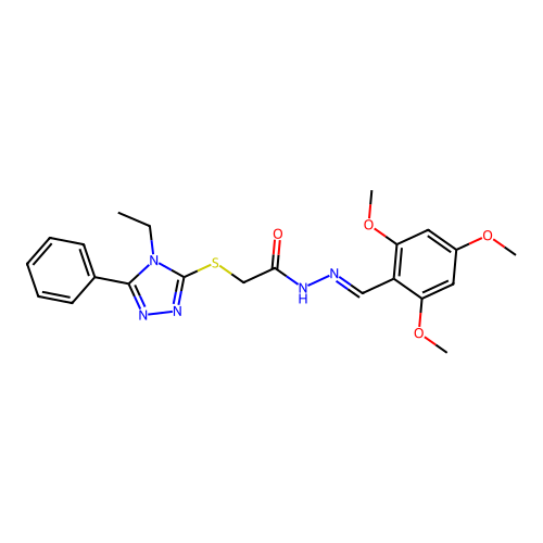 2-[(4-ethyl-5-phenyl-4H-1,2,4-triazol-3-yl)sulfanyl]-N'-[(E)-(2,4,6-trimethoxyphenyl)methylidene]acetohydrazide structure