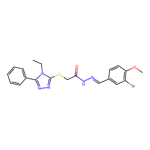 N'-[(E)-(3-bromo-4-methoxyphenyl)methylidene]-2-[(4-ethyl-5-phenyl-4H-1,2,4-triazol-3-yl)sulfanyl]acetohydrazide structure