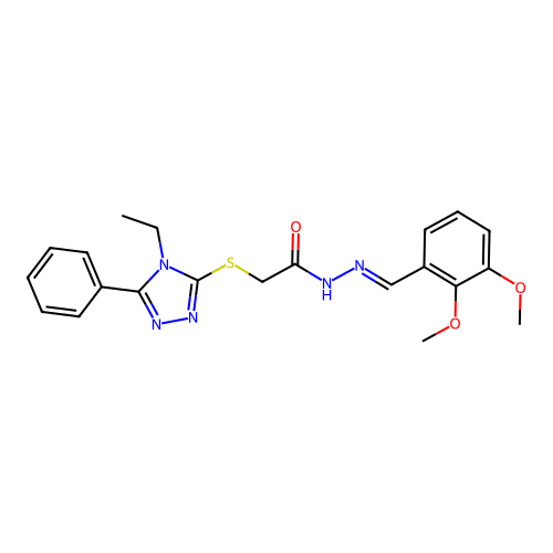 N'-[(E)-(2,3-dimethoxyphenyl)methylidene]-2-[(4-ethyl-5-phenyl-4H-1,2,4-triazol-3-yl)sulfanyl]acetohydrazide structure