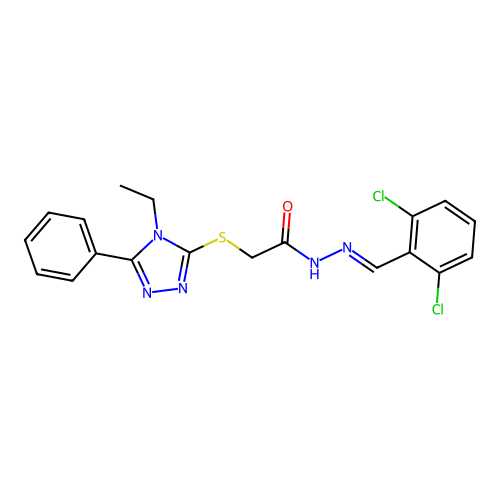 N'-(2,6-DI-CL-Benzylidene)2((4-ET-5-PH-4H-1,2,4-triazol-3-YL)thio)acetohydrazide structure