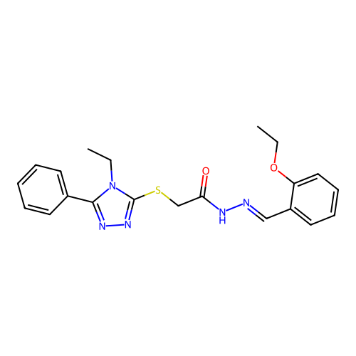 N'-(2-Ethoxybenzylidene)-2-((4-ET-5-PH-4H-1,2,4-triazol-3-YL)thio)acetohydrazide structure