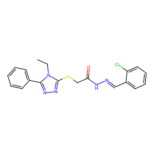 N'-(2-Chlorobenzylidene)-2-((4-ET-5-PH-4H-1,2,4-triazol-3-YL)thio)acetohydrazide structure