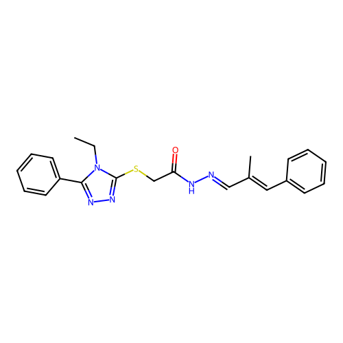 2-[(4-ethyl-5-phenyl-4H-1,2,4-triazol-3-yl)sulfanyl]-N'-[(1E,2E)-2-methyl-3-phenylprop-2-en-1-ylidene]acetohydrazide structure