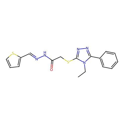 2-((4-ET-5-PH-4H-1,2,4-Triazol-3-YL)thio)-N'-(2-thienylmethylene)acetohydrazide structure
