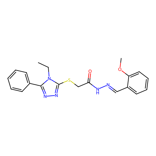 2-((4-ET-5-PH-4H-1,2,4-Triazol-3-YL)thio)N'-(2-methoxybenzylidene)acetohydrazide structure