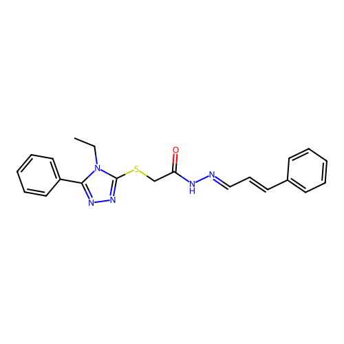 2-((4-ET-5-PH-4H-1,2,4-Triazol-3-YL)thio)N'-(3-PH-2-propenylidene)acetohydrazide structure