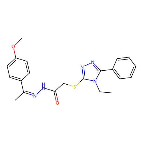 (Z)-2-((4-ethyl-5-phenyl-4H-1,2,4-triazol-3-yl)thio)-N'-(1-(4-methoxyphenyl)ethylidene)acetohydrazide structure