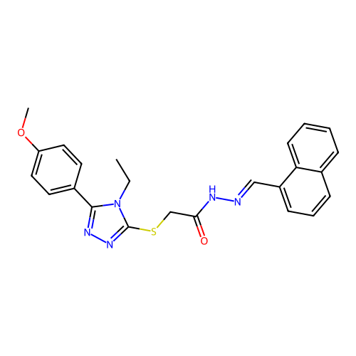 (E)-2-((4-ethyl-5-(4-methoxyphenyl)-4H-1,2,4-triazol-3-yl)thio)-N'-(naphthalen-1-ylmethylene)acetohydrazide structure
