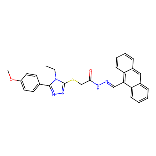 (E)-N'-(anthracen-9-ylmethylene)-2-((4-ethyl-5-(4-methoxyphenyl)-4H-1,2,4-triazol-3-yl)thio)acetohydrazide structure