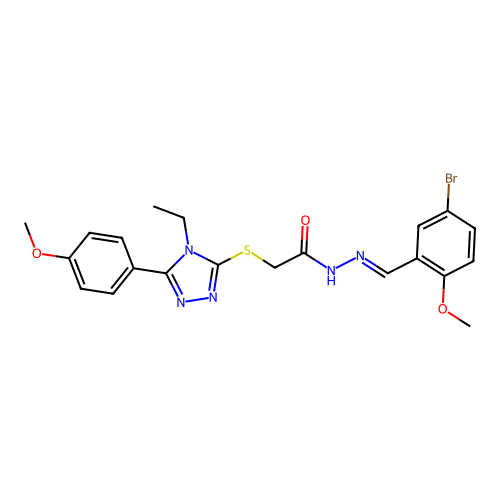 N'-[(E)-(5-bromo-2-methoxyphenyl)methylidene]-2-{[4-ethyl-5-(4-methoxyphenyl)-4H-1,2,4-triazol-3-yl]sulfanyl}acetohydrazide structure