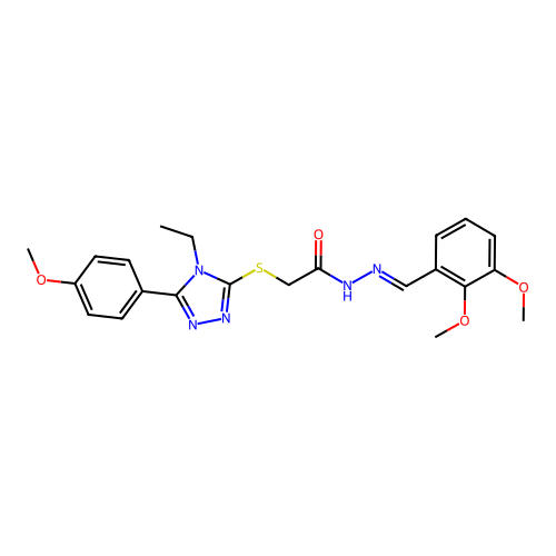 N'-[(E)-(2,3-dimethoxyphenyl)methylidene]-2-{[4-ethyl-5-(4-methoxyphenyl)-4H-1,2,4-triazol-3-yl]sulfanyl}acetohydrazide structure