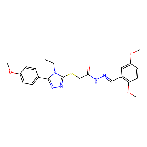 N'-[(E)-(2,5-dimethoxyphenyl)methylidene]-2-{[4-ethyl-5-(4-methoxyphenyl)-4H-1,2,4-triazol-3-yl]sulfanyl}acetohydrazide structure