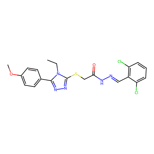 N'-[(E)-(2,6-dichlorophenyl)methylidene]-2-{[4-ethyl-5-(4-methoxyphenyl)-4H-1,2,4-triazol-3-yl]sulfanyl}acetohydrazide structure