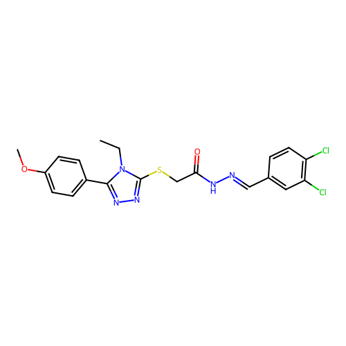 N'-[(E)-(3,4-dichlorophenyl)methylidene]-2-{[4-ethyl-5-(4-methoxyphenyl)-4H-1,2,4-triazol-3-yl]sulfanyl}acetohydrazide structure