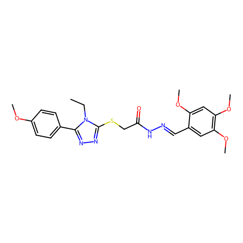 2-{[4-ethyl-5-(4-methoxyphenyl)-4H-1,2,4-triazol-3-yl]sulfanyl}-N'-[(E)-(2,4,5-trimethoxyphenyl)methylidene]acetohydrazide structure