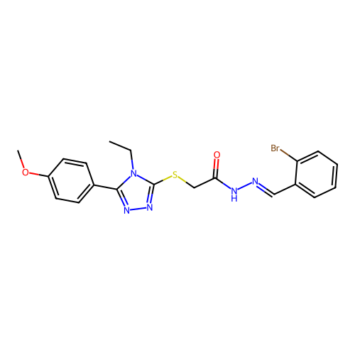 (E)-N'-(2-bromobenzylidene)-2-((4-ethyl-5-(4-methoxyphenyl)-4H-1,2,4-triazol-3-yl)thio)acetohydrazide structure