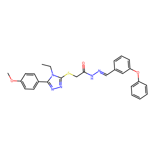 2-{[4-ethyl-5-(4-methoxyphenyl)-4H-1,2,4-triazol-3-yl]sulfanyl}-N'-[(E)-(3-phenoxyphenyl)methylidene]acetohydrazide structure