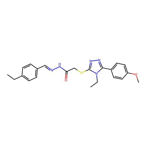 2-{[4-ethyl-5-(4-methoxyphenyl)-4H-1,2,4-triazol-3-yl]sulfanyl}-N'-[(E)-(4-ethylphenyl)methylidene]acetohydrazide structure