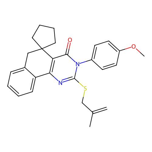 3-(4-methoxyphenyl)-2-((2-methylallyl)thio)-3H-spiro[benzo[h]quinazoline-5,1'-cyclopentan]-4(6H)-one structure