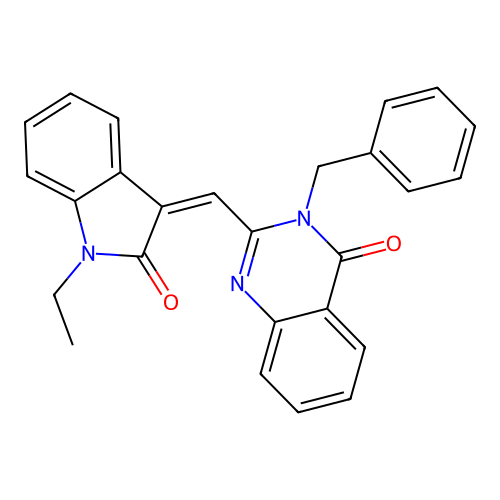 (Z)-3-benzyl-2-((1-ethyl-2-oxoindolin-3-ylidene)methyl)quinazolin-4(3H)-one structure