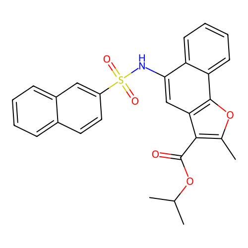 isopropyl 2-methyl-5-[(2-naphthylsulfonyl)amino]naphtho[1,2-b]furan-3-carboxylate structure