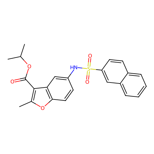 Isopropyl 2-methyl-5-[(2-naphthylsulfonyl)amino]-1-benzofuran-3-carboxylate structure