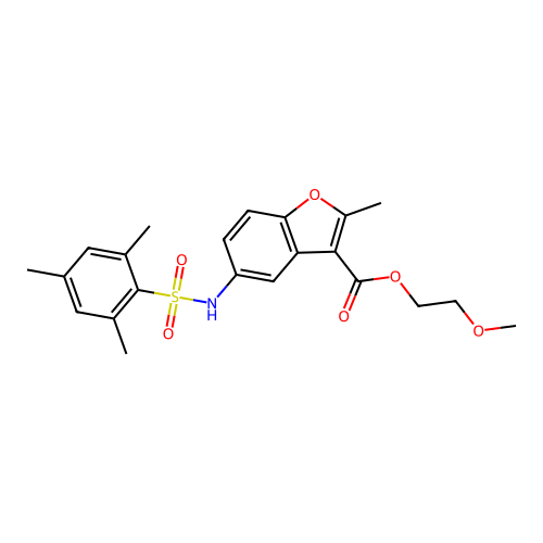 2-Methoxyethyl 5-[(mesitylsulfonyl)amino]-2-methyl-1-benzofuran-3-carboxylate structure