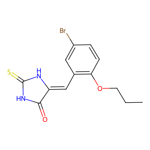 5-[(5-Bromo-2-propoxyphenyl)methylidene]-2-sulfanylideneimidazolidin-4-one structure