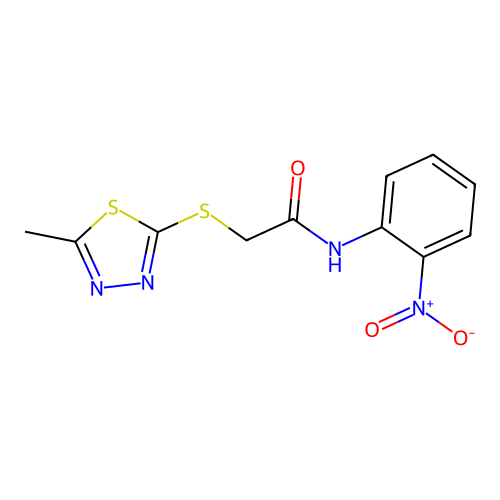 2-[(5-methyl-1,3,4-thiadiazol-2-yl)sulfanyl]-N-(2-nitrophenyl)acetamide structure