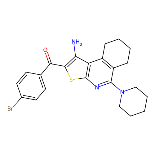 (1-amino-5-(piperidin-1-yl)-6,7,8,9-tetrahydrothieno[2,3-c]isoquinolin-2-yl)(4-bromophenyl)methanone structure