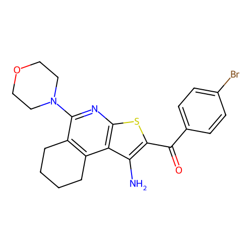 (1-amino-5-morpholin-4-yl-6,7,8,9-tetrahydrothieno[2,3-c]isoquinolin-2-yl)-(4-bromophenyl)methanone structure