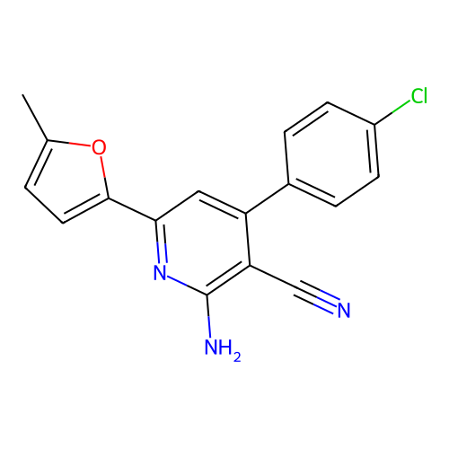 2-Amino-4-(4-chlorophenyl)-6-(5-methylfuran-2-yl)pyridine-3-carbonitrile structure