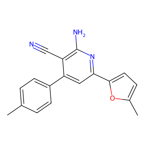 2-Amino-6-(5-methylfuran-2-yl)-4-(4-methylphenyl)pyridine-3-carbonitrile structure