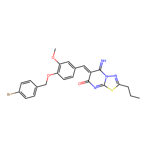 (6Z)-6-({4-[(4-BROMOPHENYL)METHOXY]-3-METHOXYPHENYL}METHYLIDENE)-5-IMINO-2-PROPYL-5H,6H,7H-[1,3,4]THIADIAZOLO[3,2-A]PYRIMIDIN-7-ONE structure