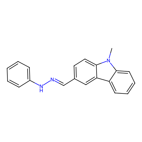 9H-Carbazole-3-carboxaldehyde, 9-methyl-, phenylhydrazone structure