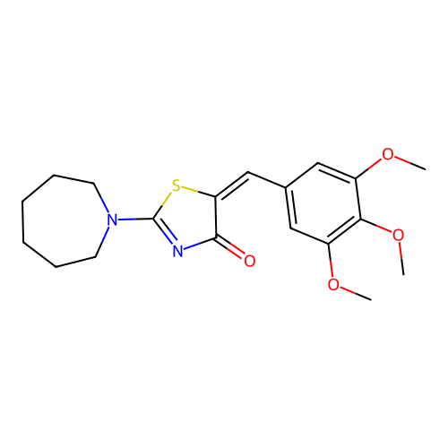 (E)-2-(azepan-1-yl)-5-(3,4,5-trimethoxybenzylidene)thiazol-4(5H)-one structure