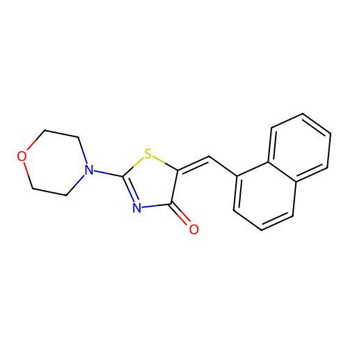 (E)-2-morpholino-5-(naphthalen-1-ylmethylene)thiazol-4(5H)-one structure