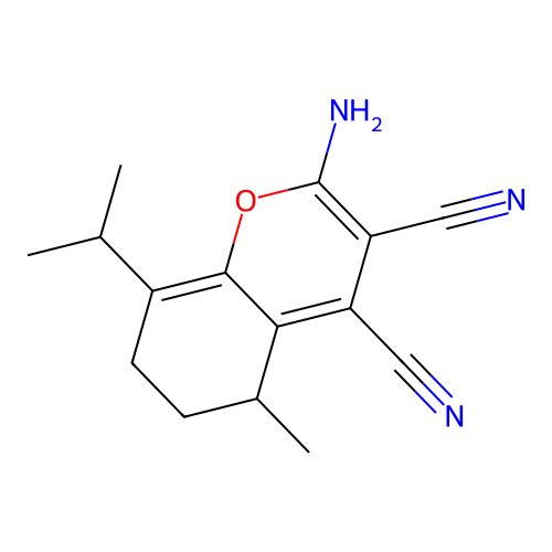 2-Amino-8-isopropyl-5-methyl-6,7-dihydro-5h-chromene-3,4-dicarbonitrile structure