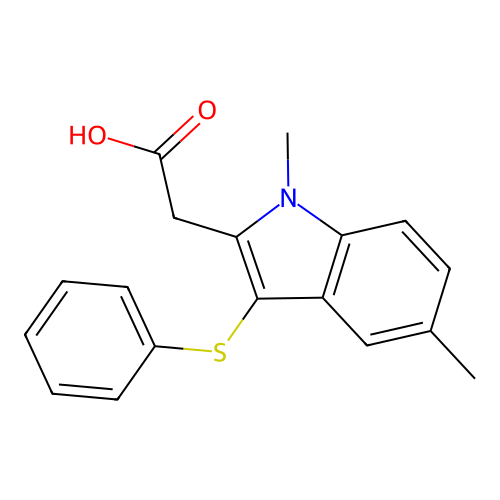 (1,5-Dimethyl-3-phenylsulfanyl-1H-indol-2-yl)-acetic acid structure