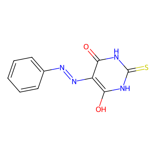 2-thioxodihydro-4,5,6(1H)-pyrimidinetrione 5-(phenylhydrazone) structure