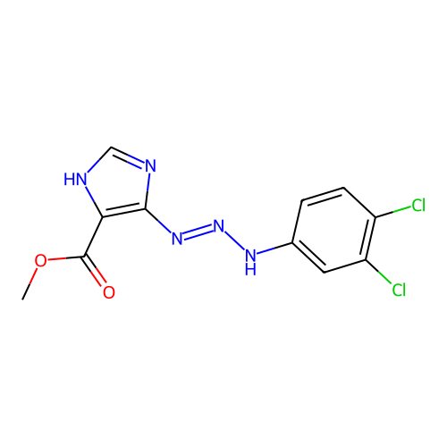 methyl 4-[(3,4-dichloroanilino)diazenyl]-1H-imidazole-5-carboxylate structure