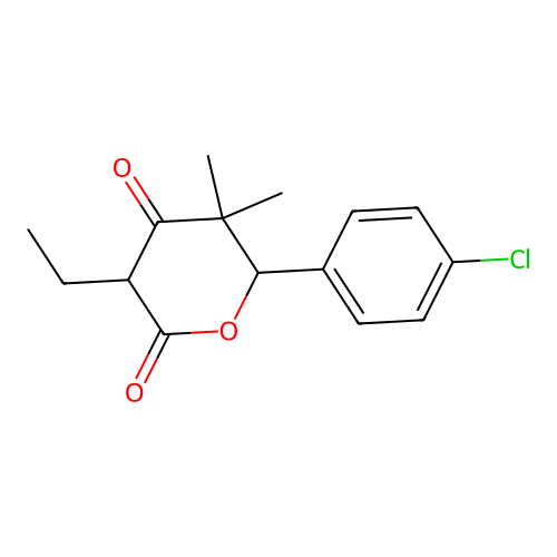 6-(4-Chlorophenyl)-3-ethyl-5,5-dimethyldihydro-2H-pyran-2,4(3H)-dione structure