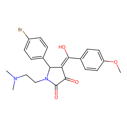 (4E)-5-(4-bromophenyl)-1-(2-dimethylaminoethyl)-4-[hydroxy-(4-methoxyphenyl)methylidene]pyrrolidine-2,3-dione structure