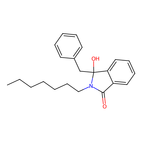 3-benzyl-2-heptyl-3-hydroxy-2,3-dihydro-1H-isoindol-1-one structure