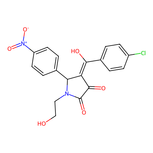(4E)-4-[(4-chlorophenyl)(hydroxy)methylidene]-1-(2-hydroxyethyl)-5-(4-nitrophenyl)pyrrolidine-2,3-dione structure