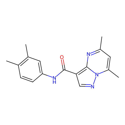 N-(3,4-dimethylphenyl)-5,7-dimethylpyrazolo[1,5-a]pyrimidine-3-carboxamide structure